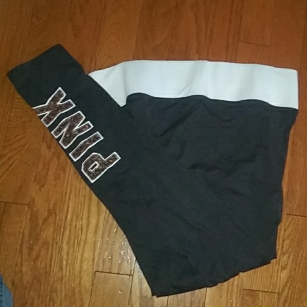 PINK straight leg yoga pant w bling